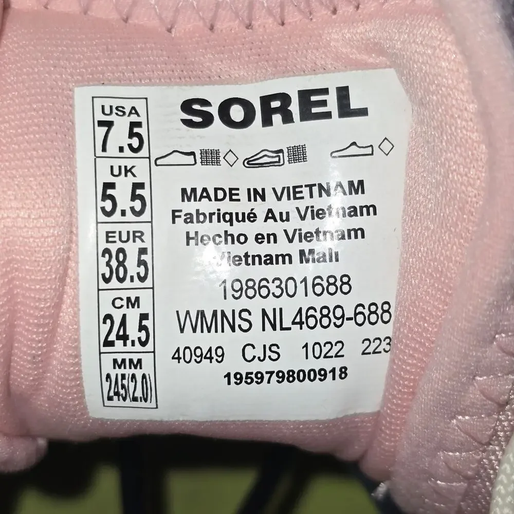Sorel Women's Kinetic Breakthru Day Lace Sneakers Pink/White, Size 7.5